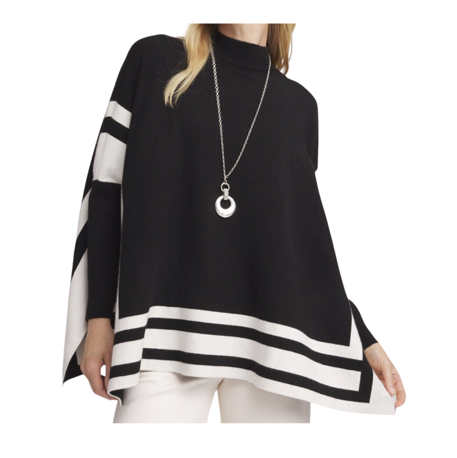 Colorblock Sweater Poncho
